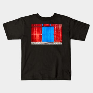 Blue Door On Red Kids T-Shirt